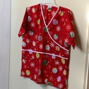 Christmas ornament scrub top